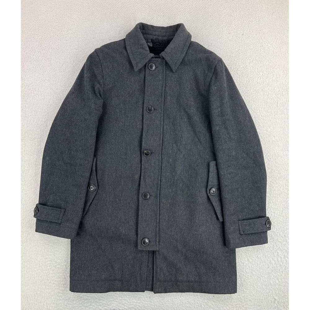 Vintage Gap Wool Coat Mens Small Gray1969 Tweed Overcoat Lined Button Up Y2K